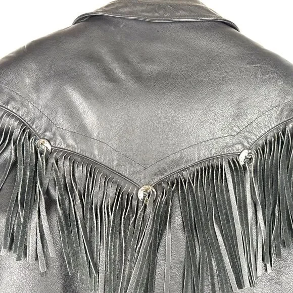 Vintage Bermans Street Legal Black Leather Fringe Motorcycle Jacket Women’s 14 - Picture 3 of 14